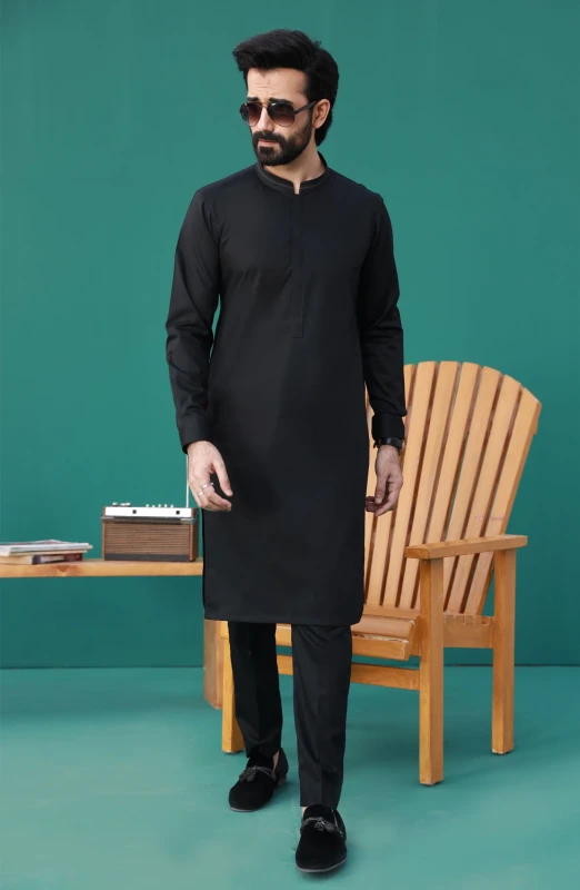 PRE WINTER'23 MEN KURTA PAJAMA CASUAL BLACK
