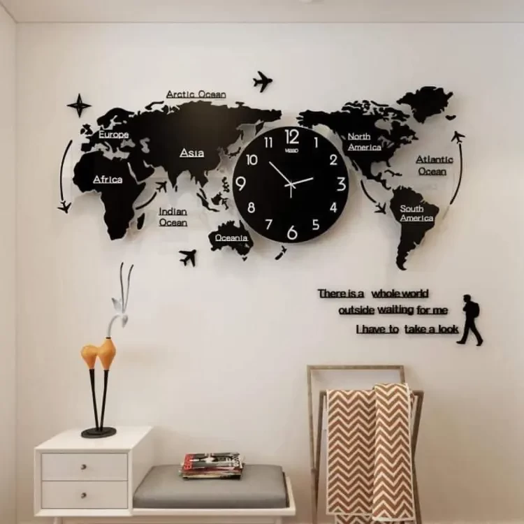 World Map Wall Clock – Wodden wall clock