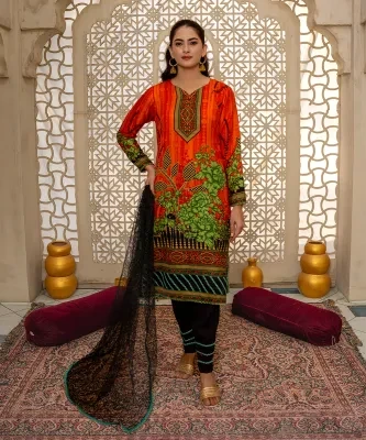 Sunaina Textile Unstitched 3 Piece Suit Fabric: Malai for Women and Girls - Collection: Rangoli VOL25 - Designcode: 2514