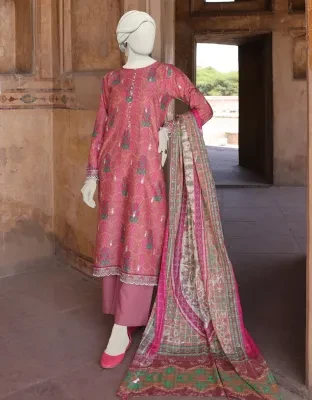 Junaid Jamshed J. Women Unstitched 3 Piecefor Women And Girls - Fabric: Lawn - Color: Pink -Collection: Eid Tehwar Edit Vol. - Designcode: Jlawn-S-24-509 Khila