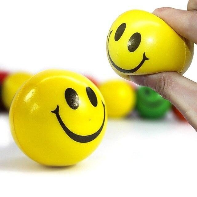 pack of 2 Soft Smile Face Stress Balls Children Grip Kids Toys