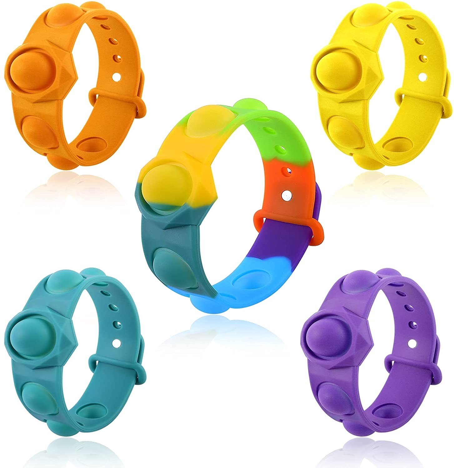 Portable Press Decompression Toys Fidget Dimple Bracelet Toys Pops It Stress Relief Hand Figet Toys Soft Silicone