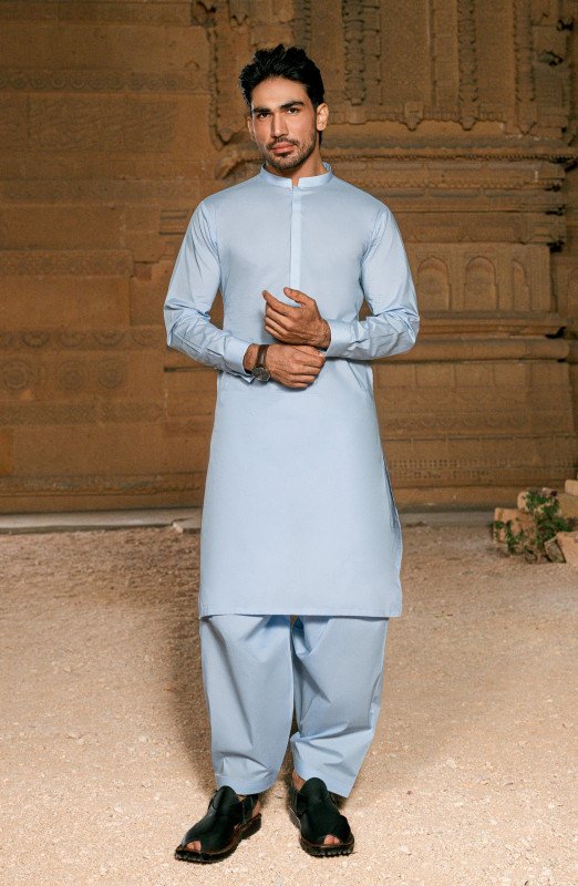 SUMMER'25 MEN KAMEEZ SHALWAR SKY BLUE