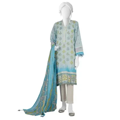Junaid Jamshed Blue Lawn 3 Piece Unstitched Suit for Women JLAWN-S-23-124 Bahar