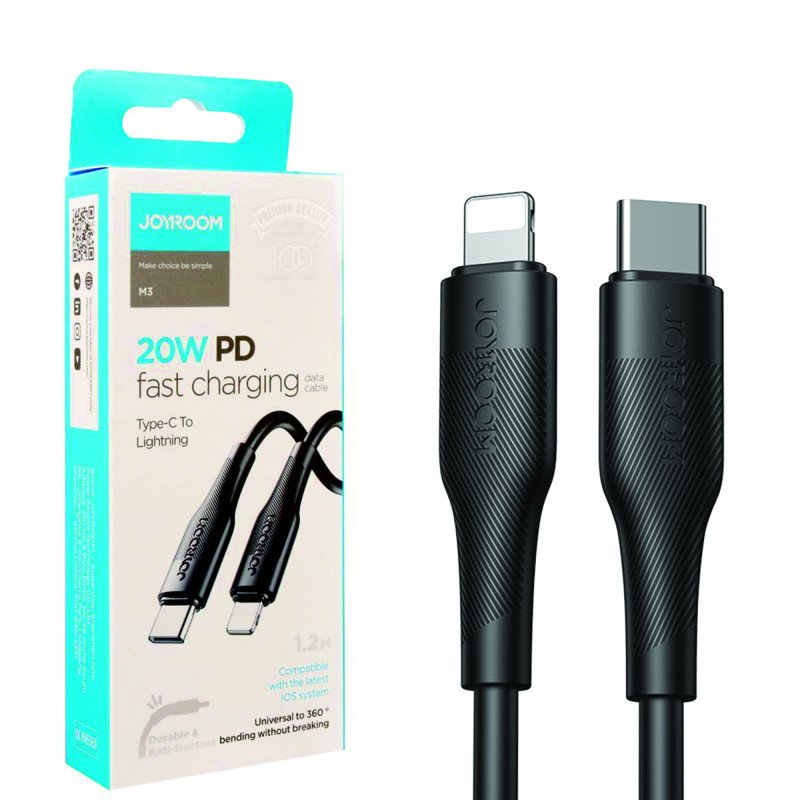 JOYROOM S-1224M3 TYPE-C TO LIGHTNING FAST CHARGING CABLE 1.2M BLACK
