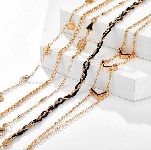 5pcs/sets Bohemian Gold Wafer Anklets for Women