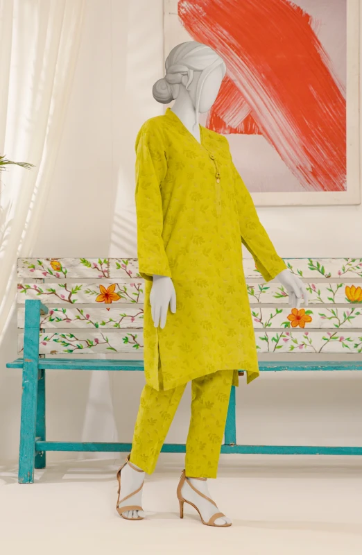 JACQUARD WOMEN STITCHED 2PC SUIT