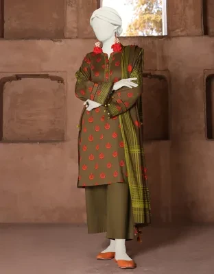 Junaid Jamshed J. Women Unstitched 2 Piece Shirt Dupattafor Women And Girls - Fabric: Lawn - Color: Green -Collection: Eid Tehwar Edit Vol. - Designcode: Jlawn-S-Jds-24-1127