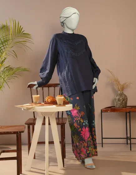 BLUE DOBBY DYED 2PC STITCHED | JLAWN-S-JST-25-2105