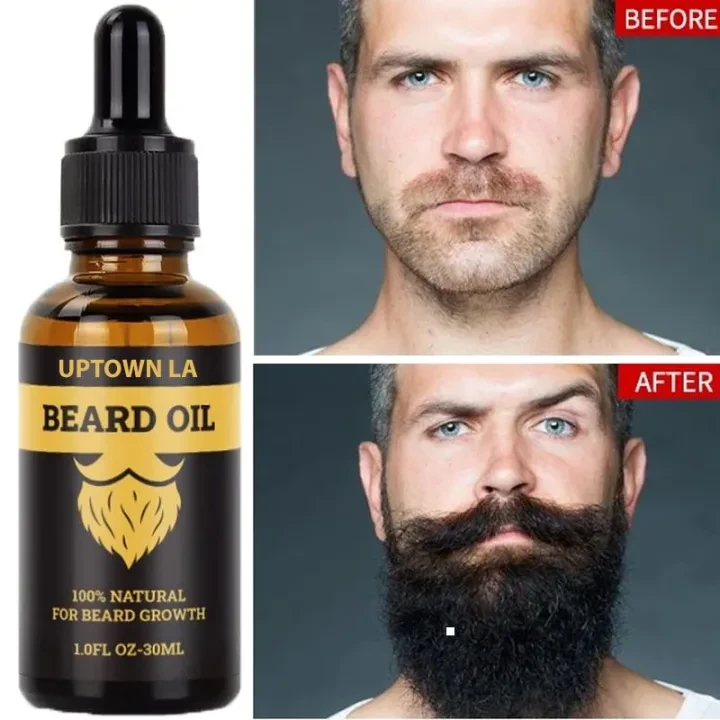 UPTOWN LA Beard Growth Oil for Men | Beard Growth Guaranteed with Argan & Geranium For faster Growth