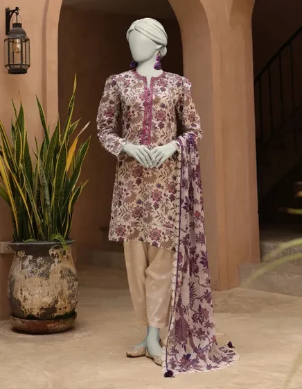 MULTICOLOR LAWN EMBROIDERED 3PC | JLAWN-S-25-3296-B