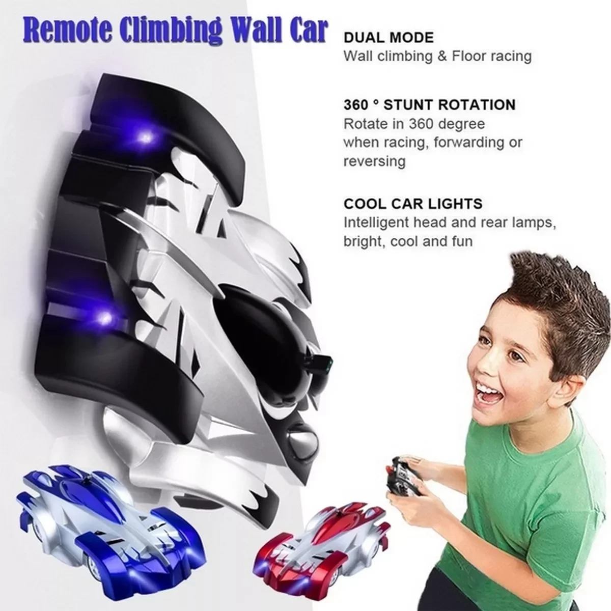Remote Control Wall Climbing Car with LED Light,Wall Climbing Land Dual-Mode