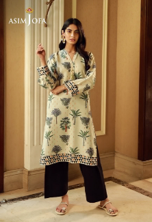 Asim Jofa Stitched Printed Raw Silk 1 Piece Shirt For Women and Girls , code: AJSS-01-S