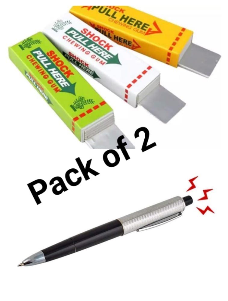 Pack of 2 – Shocking Pen Prank + Shocking Chewing Gum Prank – Best Funny Prank – Best Funny Toy – Best Gift