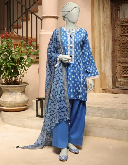 BLUE LAWN EMBROIDERED UNSTITCHED 3PC | JLAWN-S-25-3295-A
