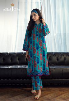 Asim Jofa Stitched Printed Raw Silk 2 Piece For Women and Girls , code: AJSS-10-S