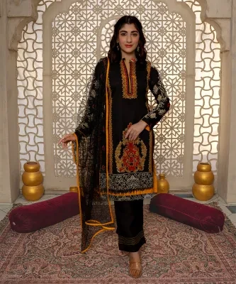 Sunaina Textile Unstitched 3 Piece Suit Fabric: Malai for Women and Girls - Collection: Rangoli VOL25 - Designcode: 2516