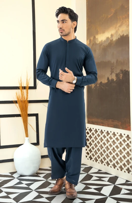 SUMMER'25 MEN KAMEEZ SHALWAR NAVY