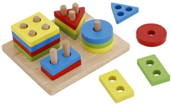 Wooden Geometric Shape Sorter for toddlers (5 Shape-21 Pcs Set & 4 Shapes-17 Pcs Set