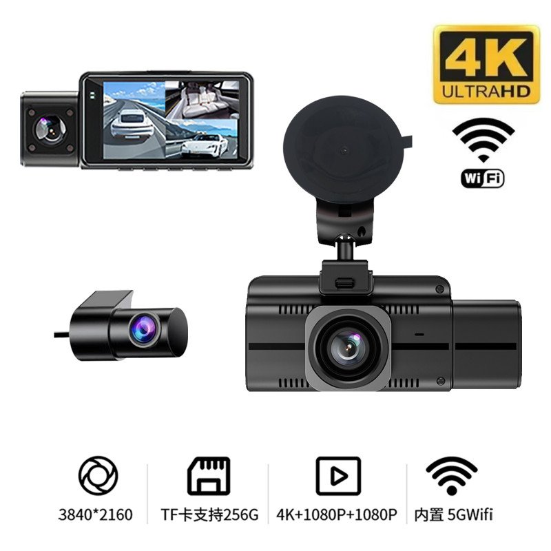 F6 3-channels Wifi 4k Ultra Hd Dashcam 5g Wifi6 With Gps Compatibility
