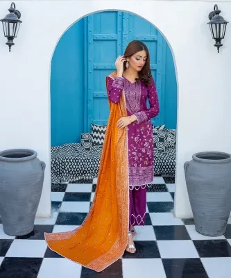 Sunaina 3 Piece Banarsi Silk Unstitched Fabric for Girls/Womens 201-Vol-2