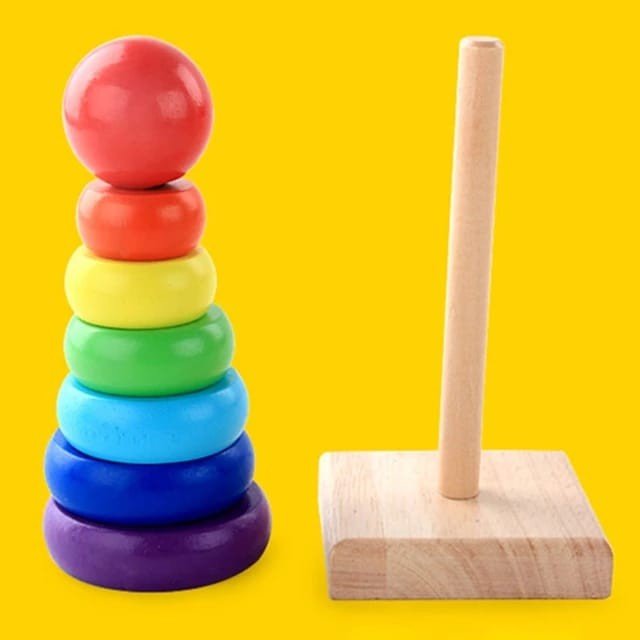 Rainbow Stacking Rings Tower Toy For Kids – Kids Early Learning Toy