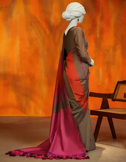 MULTICOLOR VISCOSE YARN DYED SAREE