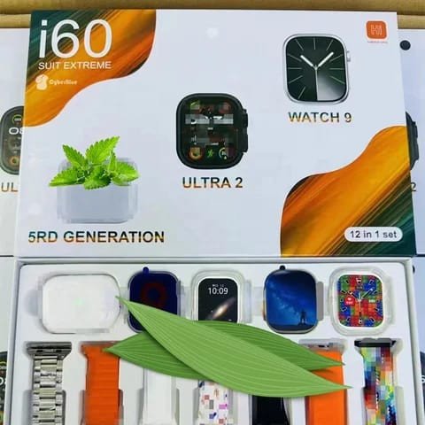 I60 Suit Extreme 12 In 1 Set Smart Watch Big 2.3inch HD Screen With Earphone Wireless Charging Smart watch
