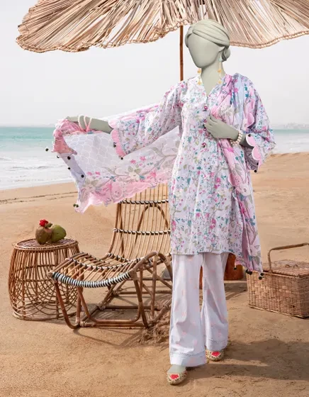 BLUE LAWN PRINTED UNSTITCHED 3PC | JLAWN-S-25-3053