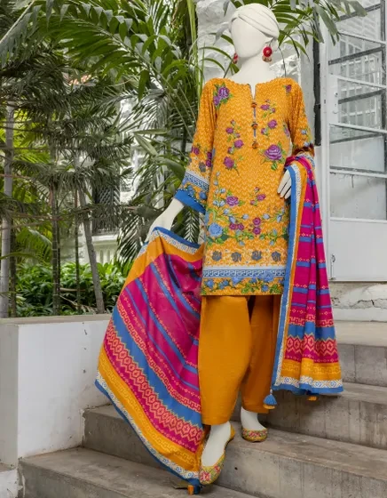 MULTICOLOR LIMINAL PRINTED UNSTITCHED 3PC | JJLS-S-JPWU-24-041