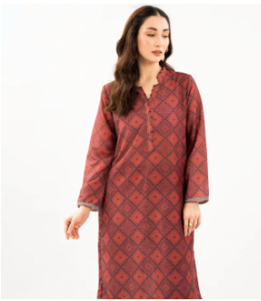 Maahru - Dress For Women - 2 PC Stitched Shirt & Trouser - Mahogany Magic