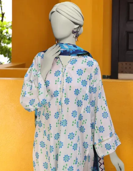 OFF WHITE LAWN PRINTED UNSTITCHED 3PC | JLAWN-S-25-3143