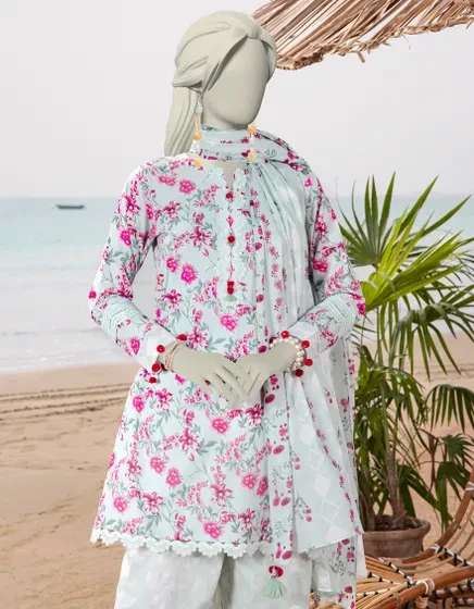 GREEN LAWN PRINTED UNSTITCHED 3PC | JLAWN-S-25-3056