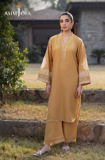 Asim Jofa AJPB-72 EMBROIDERED RAW SILK 2 PCS Stitched Suit For Women / Dress For Girls - Essential Pret Drop 6