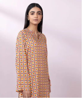 Sapphire Stitched Printed Arabic Lawn Shirt for Women