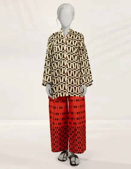 BEIGE PRINTED LIMINAL 2PC STITCHED