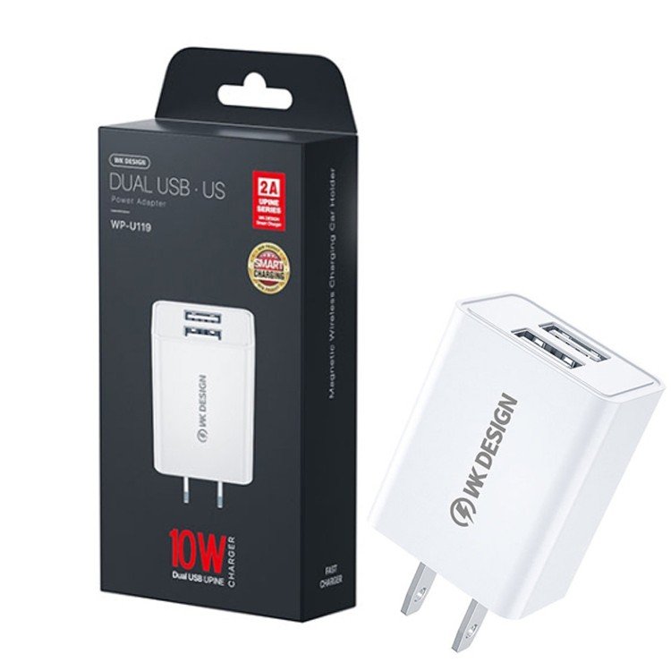 REMAX WK DUAL USB FAST MOBILE CHARGER WP-U119 US PIN