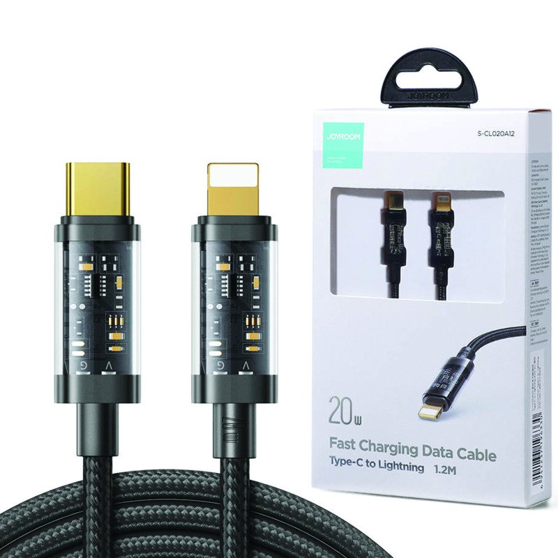 JOYROOM S-CL020A12 Type-C to Lightning 20W Data Cable 1.2m transparent nylon Black