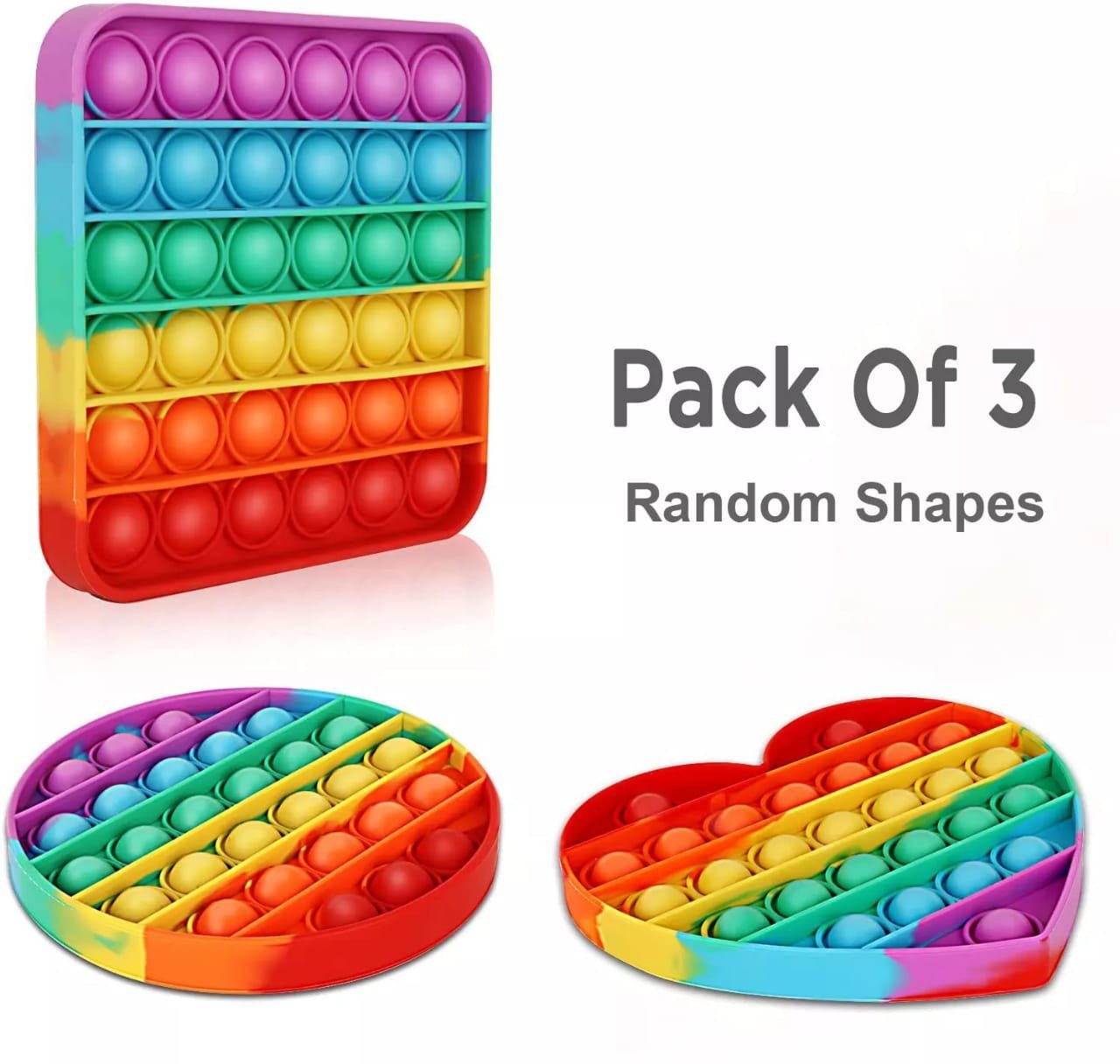 Pack Of 3 POP Bubble Squeeze Sensory Fidget Toy Pop It Figit Toy Fidget Toys