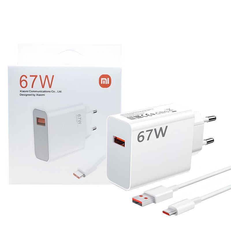 XIAOMI 67W EU PLUG QC3.0 FAST QUICK WALL CHARGER WITH CABLE