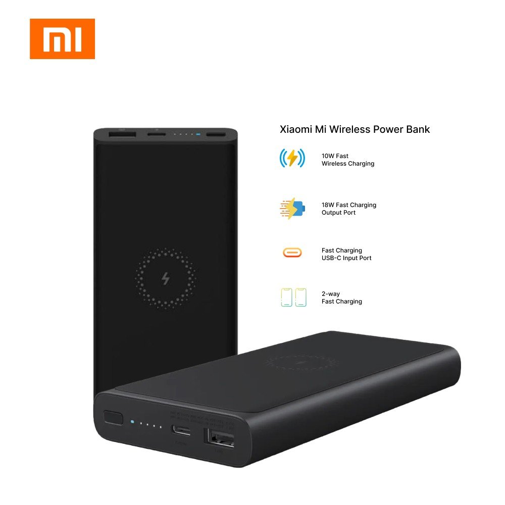 Mi Wireless Power Bank 10000mah 10W Qi Fast Type C Black