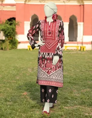 Junaid Jamshed J. Women Unstitched 2 Piece Shirt Trouserfor Women And Girls - Fabric: Lawn - Color: Black -Collection: Eid Tehwar Edit Vol. - Designcode: Jlawn-S-Jst-24-1682