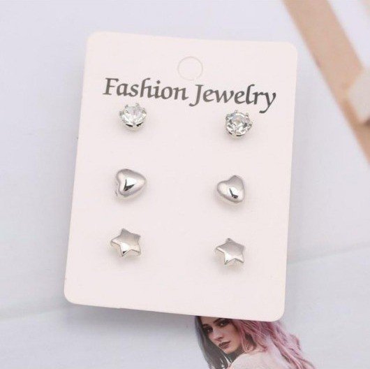 New Design Heart Stud Earrings/Silver