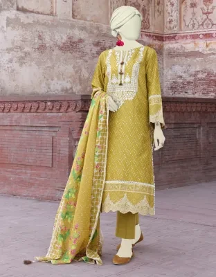 Junaid Jamshed J. Women Unstitched 3 Piecefor Women And Girls - Fabric: Lawn - Color: Brown -Collection: Eid Tehwar Edit Vol. - Designcode: Jlawn-S-24-549 Tehze