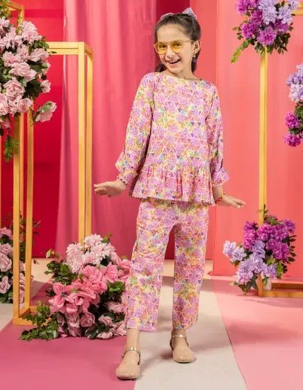 PINK KHADDAR PRINTED 2PC STITCHED