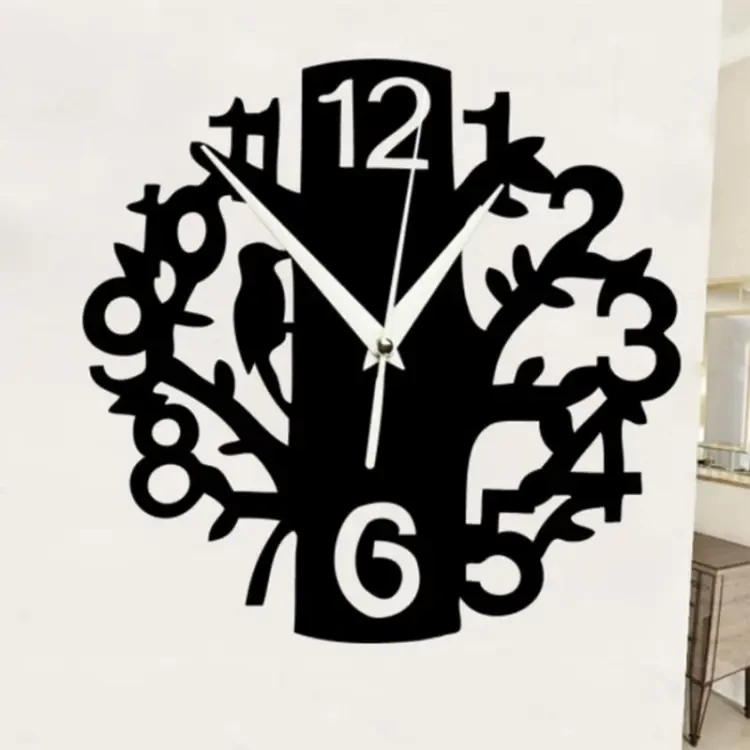 Wooden Wall Clock Modern Style 3D Laser Cut