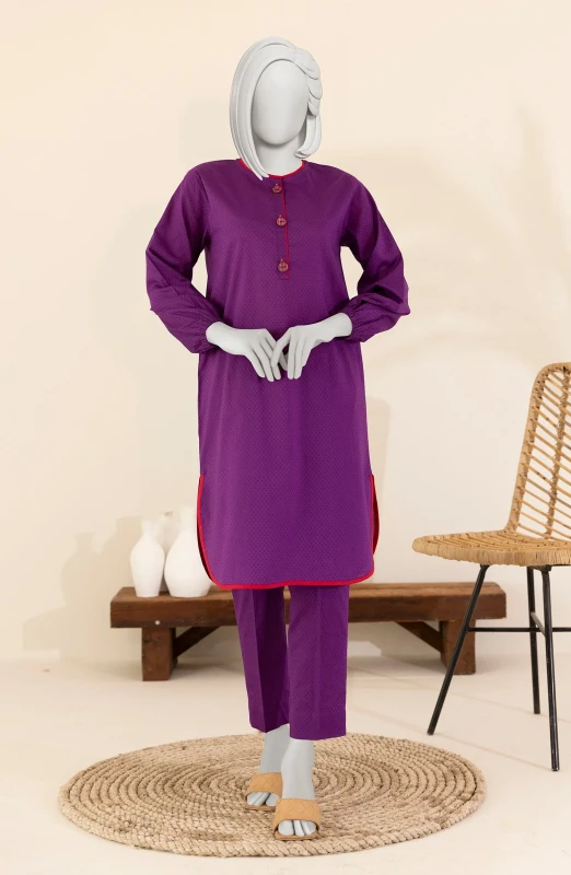 DOBBY WOMEN STITCHED 2PC SUIT