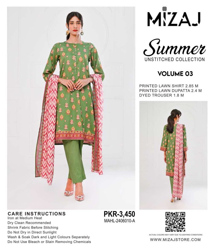 MiZAJ Summer LAWN unstitched collection MAHL-2406010-A