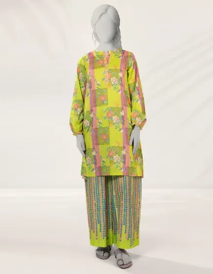 GREEN DIGITAL PRINTED LAWN 2PC STITCHED