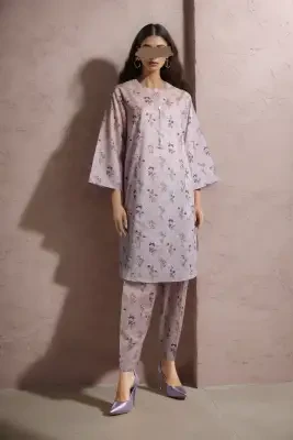 Saya Printed Unstitched Fabric Khaddar 2 Piece (Shirt / Trouser) For Woman and Girls - Lilac - Design Code: WU2P-3280